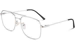 GQUEEN Fake Glasses Women Men Clear Lens Metal Frame UV400 Protection Fashion Retro Pilot Style Eyeglasses