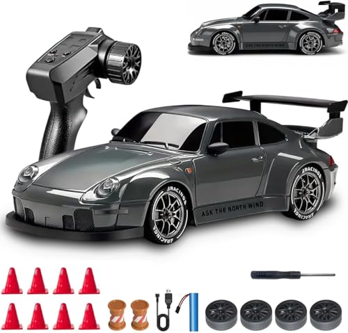 Drift RC Car 1:24 Scale – 4WD High-Speed Remote Control Racing Car with LED Flashing Lights, All-Terrain Dual Tires, USB Charging & Accessories for Ultimate Drifting Fun