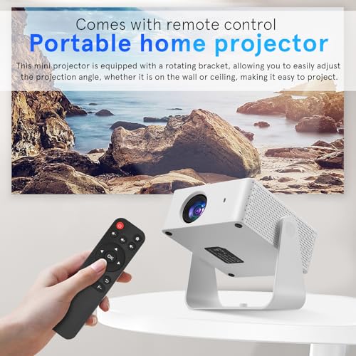 Proyector Portátil Inteligente WiFi Bluetooth, 4K Soportado Nativo 1080P con Android 11, Soporte Giratorio, Compatible con Teléfonos Móviles, para Cine en Casa y Camping al Aire Libre