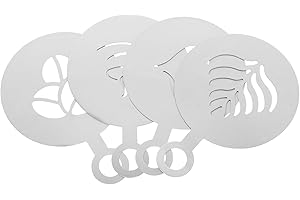 Toyvian 4pcs Stainless Steel Latte Spray Templates Coffee Decorating Stencils for Cappuccino Art Cookie