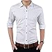 YTD Mens 100% Cotton Casual Slim Fit Long Sleeve Button Down Printed Dress Shirts US L White