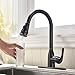 Ufaucet Modern Solid Brass Single Handle High Arch Spring Chrome Kitchen Faucet, Pull Out Kitchen Sink Faucet With Sprayer