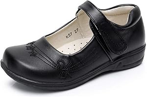 Akk Girl's Mary Jane School Uniform Shoes Strap Dress Uniform Flats Black (Toddler/Little Girl/Big Girl)