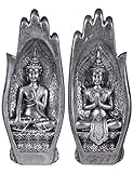 NBHUZEHUA Bouddha Assis à La Main Statue Résine Thaïlande Figurines Bouddhistes Home Decor Cadeaux Zen Argent
