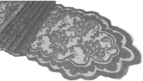 Goldstream Point Silver 108 Inch x 9 Inch Lace Table Runner Narrow Wedding Chair Sash Roll Extra Long