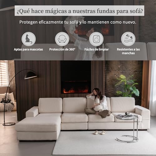 OHSIO Stretch Sofa Cushion Cover, Non-Slip Washable Universal Sofa Cover, Heavy Duty and Easy to Clean (Ivory, 1 Seat Cover M)
