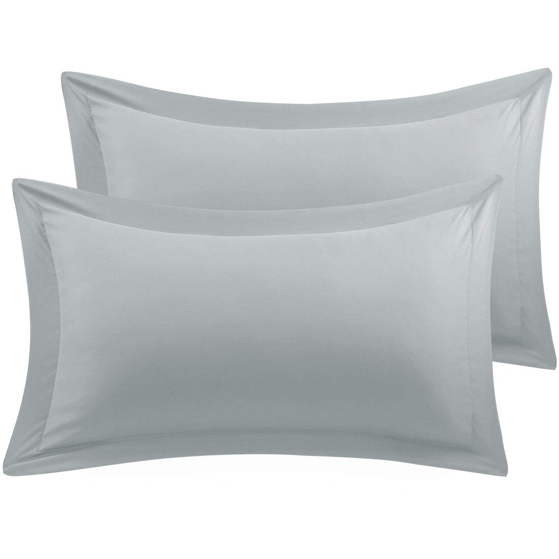 PiccoCasa Pillow Shams Double Brushed Microfiber, 2 Packs Pillowcases with Envelope Closure,Soft and Comfortable Pillowcases Light Grey 50 x 90cm