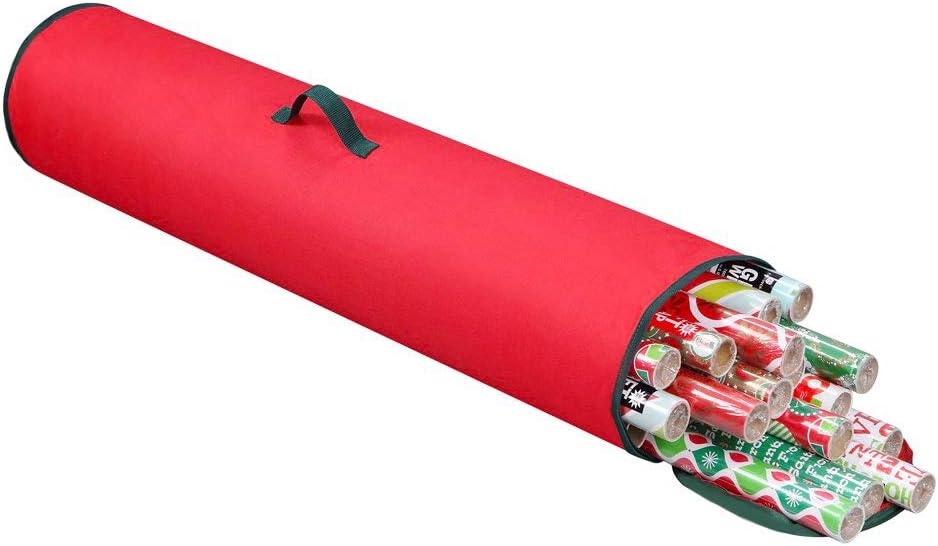 Primode Gift Wrapping Paper Storage Bag | Wrapping Paper Organizer Tube for Storing Multiple Rolls Wrap, 40” Length Constructed of Durable 600D Oxford Material (Red): Home & Kitchen