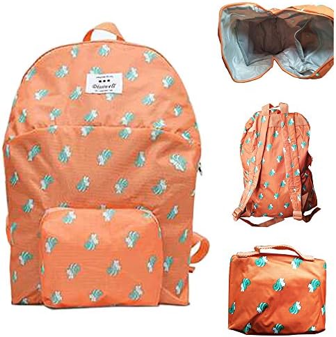Mosh Dark Orange Printed Foldable Light Weight And Water Proof Washable Backpack For School Collage or Travel