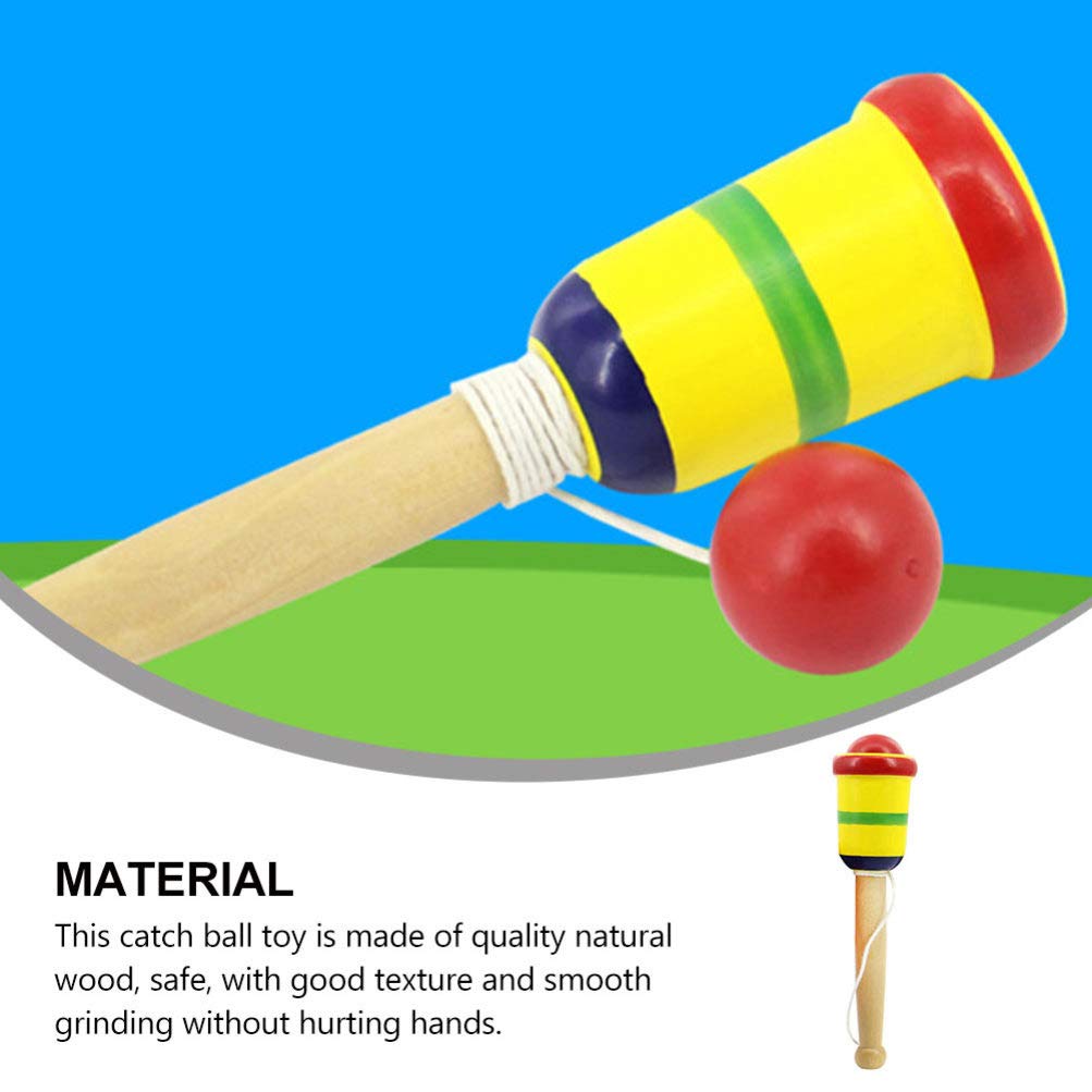 BESPORTBLE Wooden Kendama Toy Kendama Wood Toy Japanese Cup and Ball Catch Ball in Cup Game Traditional Japanese Toss and Catch Skill Game (Random Color)