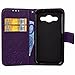 HAOTP 3D Handmade Bling Crystal Rhinestone Butterfly Floral Lucky Flowers PU Flip Stand Credit Card ID Holders Wallet Case Cover for Samsung Galaxy J3 / Express Prime / Amp Prime (Bling /Purple)