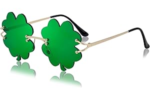 Zutcogo St Patricks Day Decorations, St. Patrick's Day Accessories Irish Shamrock Sunglasses Decor Party Favors Supplies Green Four Leaf Clover Costume Glasses for Women Men