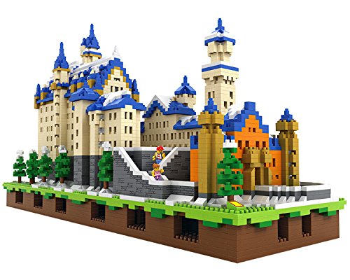 POCO DIVO Schloss Neuschwanstein German New Swan Stone Castle Micro Block Building Set (6800 pcs) - Deluxe Edition with LED Lights