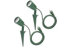QITIM LED Christmas Spotlights Outdoor Plug in, Flood Stake Lights Outdoor, 5000K 350LM Landscape Light for Yard, Flag, Holiday Decor, Weather Resistant, 120V 6FT Power Cord, Green, ETL Listed, 2 Pack