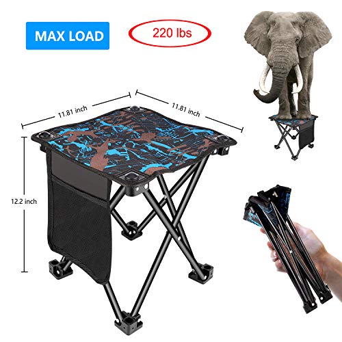 Unihoh Small Folding Camping Stool, Portable Chair for Outdoor Camping Walking Hunting Hiking Fishing Travel,600D Oxford Cloth Slacker Chair with Carry Bag