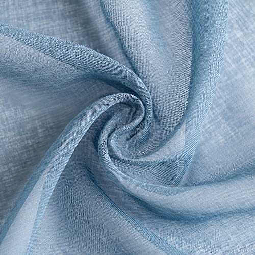 Woaboy Modern Living Room Curtains Short Curtains for Windows 2 Pieces 140 x 145 cm Curtains Bedroom Curtains Translucent Polyester with Rings Dark Blue