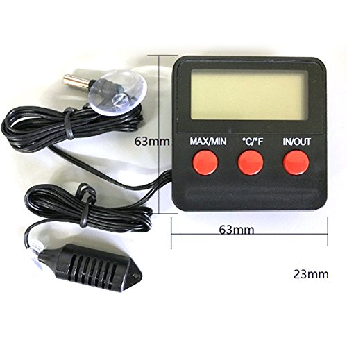 Zehui Electronic Temperature Hygrometer LCD Display Digital Thermometer and Humidity Monitor for Pet Reptile Breeding Black