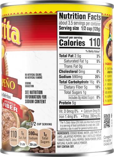ROSARITA SPICY JALAPEÑO REFRIED BEANS, 16 OZ