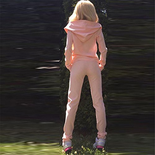 Meolin Women's Women's Long Sleeve Hoodie Pullover + Pants Outfits Set Sweatsuits Set Tracksuits ,Pink,L