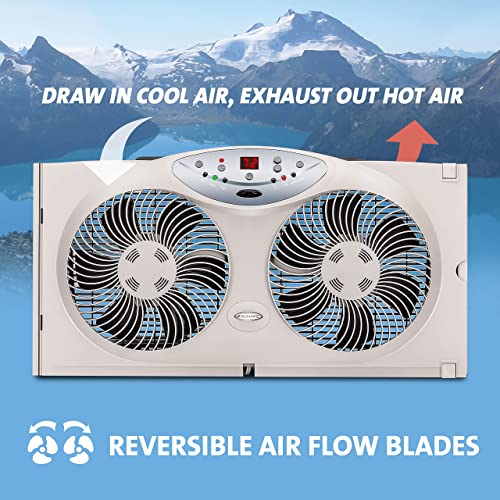 Bionaire Window Fan with Twin 8.5Inch Reversible Airflow Blades and