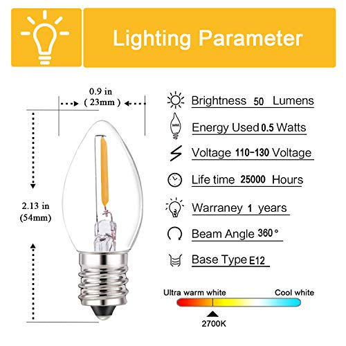 C7 LED Bulbs 0 5 Watts LED Filament Night Light Bulb Edison Style LED Sign Light E12 Candelabra 