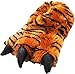 Norty Stuffed Furry Animal Claw Paw Slippers for Adults - Cozy Plush Design - House Footwear - Large - Brown Bengal Tiger