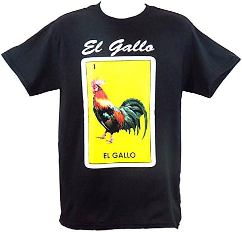 Mexican Loteria Unisex Black T-Shirt Funny (X-Large, 1 El Gallo)