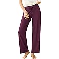 Latuza Women's Soft Viscose Wide Leg Lounge Pants Palazzo Sleep Bottoms