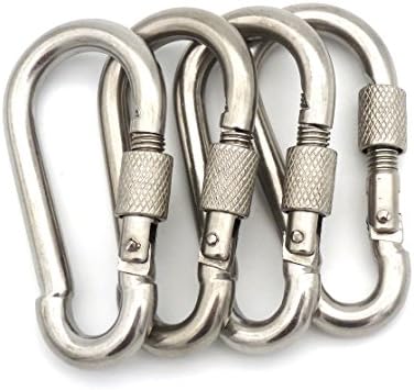 TOPINSTOCK 5/16-Inch 304 Stainless Steel Heavy Duty Screw Locking Gate Spring Snap Hook Pack of 4