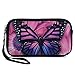 Unisex Portable Washable Travel All Smartphone Wristlets Bag Clutch Wallets, Change Purse,Pencil Bag,Cosmetic Bag Pouch Coin Purse Zipper Change Holder With Strap (Purple Butterfly)
