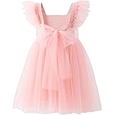 Tutu.kk Toddler Girls Vintage Party Dress Ruffled Sleeve A-Line Tulle Flower Girl Dresses for Wedding,Birthday