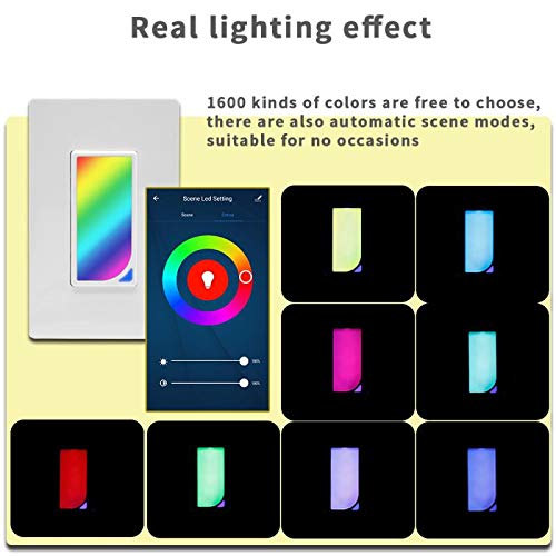 Smart WiFi Light Switch with Built-in LED Night Light Works with Alexa,Google Assistant and IFTTT, RGB Colors,In-Wall