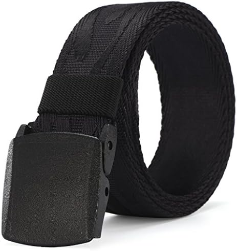 HW Zone Men's Nylon Belt Military Style Webbing Tactical Belt Plastic Buckle 1.45in,Waist:30-43,Black