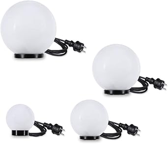 Lhg 4er Kugelleuchten Set Fur Ihren Garten Kugeln O 15 20 25 Und 30cm Leuchten Mit 2m Gummianschlussleitung Und Stecker Gartenbeleuchtung Gartenkugeln 230v Amazon De Beleuchtung