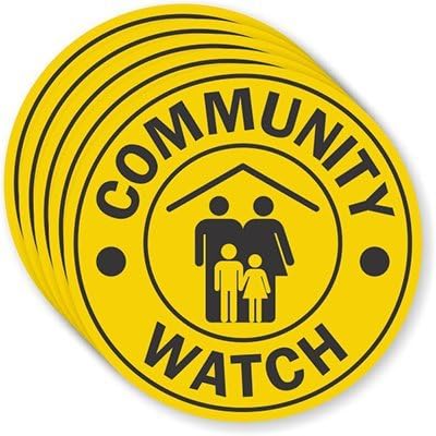 Community Watch (with Graphic), Adhesive Signs and Labels, 5 Labels / Pack, 3" x 3"