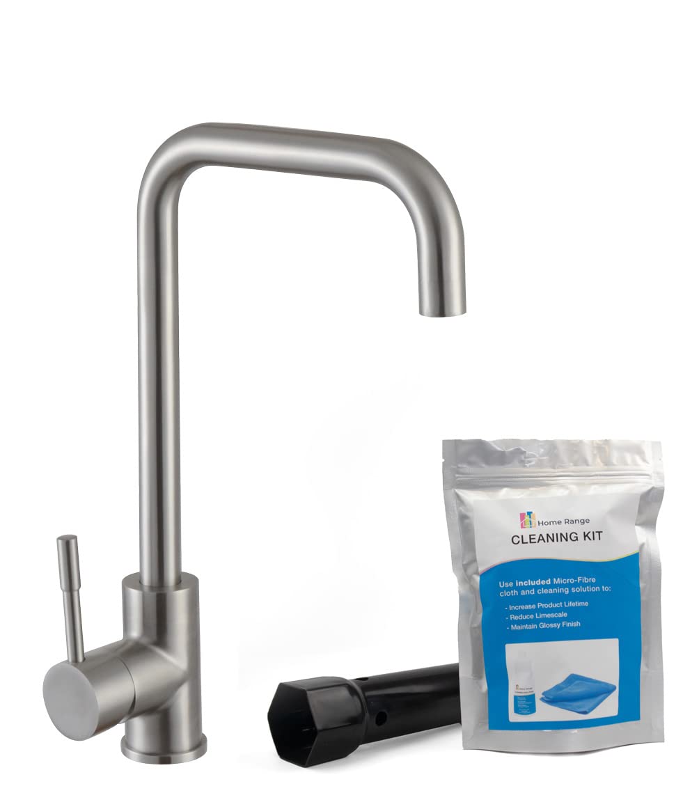 Modern 304 Stainless Steel Brushed Nickel | Kitchen Tap with Pull Out Spout | Monobloc Swivel High Pressure Kitchen Sink Taps | Hot and Cold Water for Single Lever Kitchen Sink tap