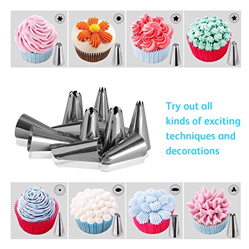 Avorast 64 in 1 Cake Decorating Supplies with 24-Pack Silicone Baking Cups, 36-Piece Stainless Steel Cake Piping Icing Tips, 2-Piece Couplers and 2-Pack Silicone Pastry Bags