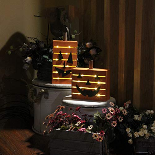 2 Pack Pumpkin Wooden Light - Image 4