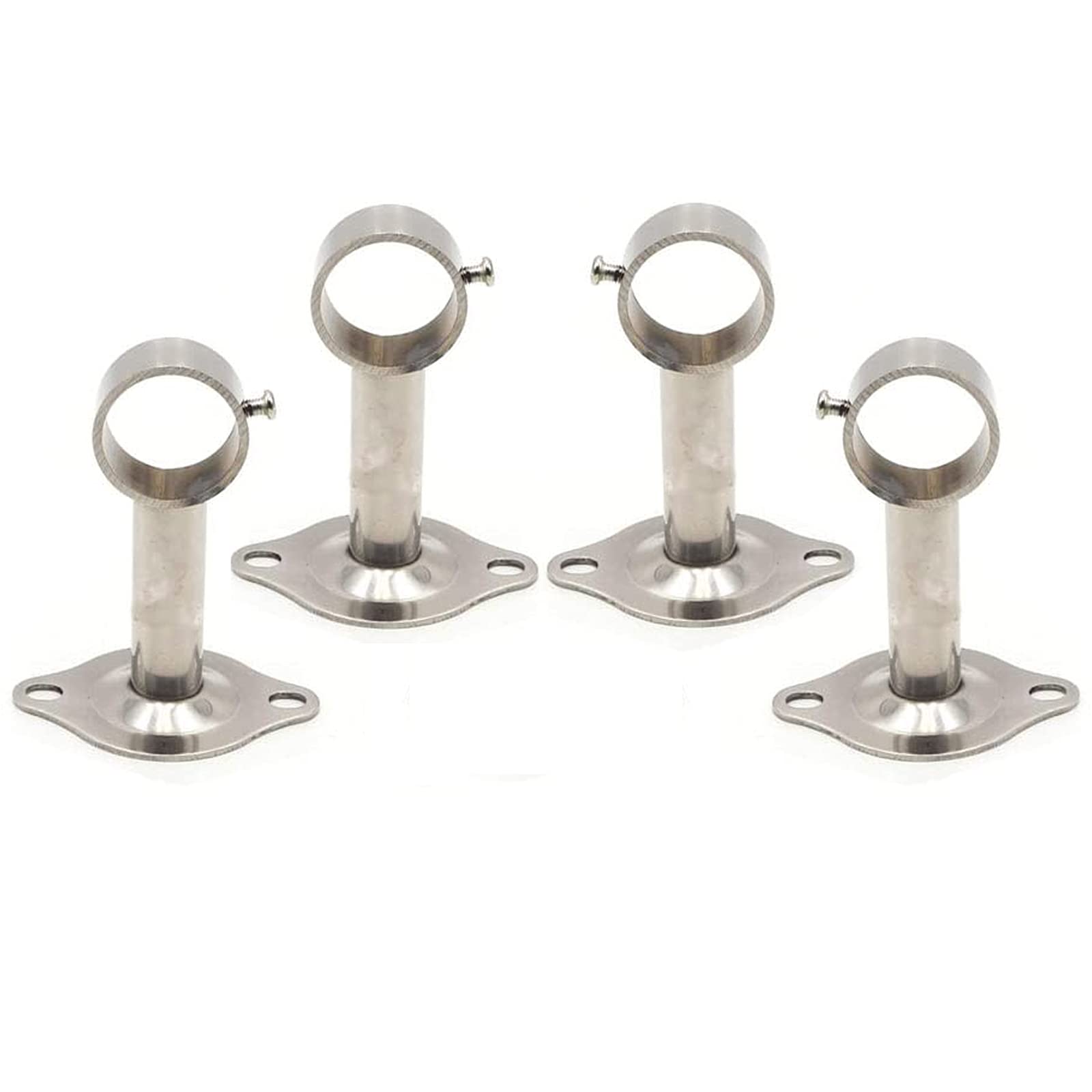 CTForest Curtain Rod Brackets, Metal HANGING_ROD, Adjustable Ceiling Mount Bracket for Shower Rail, Silver, 4 Pieces