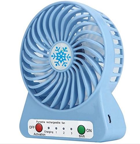 DinoPure Rechargeable Portable Mini USB fan with Upgrade 2200mAh Battery,with Internal and Side Light, 3 Speeds, Personal Cooling for Traveling,Boating,Baby Stroller,Fishing,Camping (redblue)