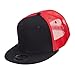Mesh Premium Snapback Flat Bill Cap - Black Red OSFM