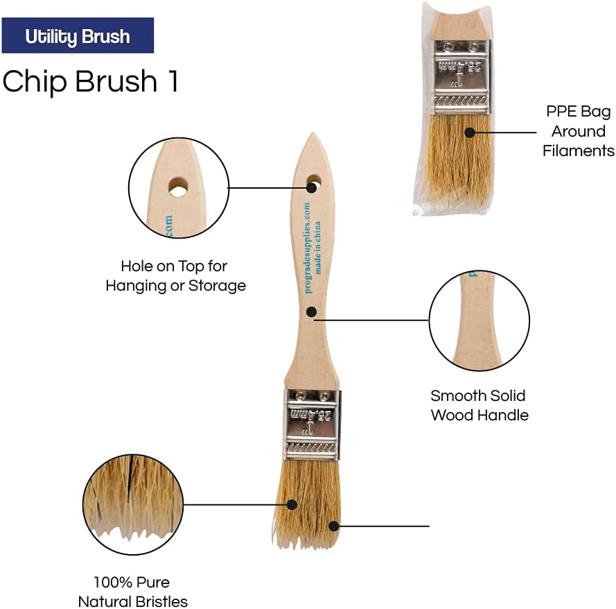 Pro Grade - Chip Paint Brushes - 24 Ea 1 Inch Chip Paint Brush: Kitchen & Dining