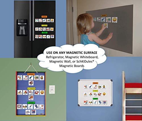 SchKIDules 109 Pc Special Needs/Home-Themed Magnet Collection for Visual Schedules, Kids Calendars and Behavior Charts: 90 Activity Magnets Plus 19 Headings Magnets (2nd Ed)