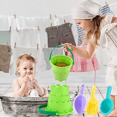KEJIH Kids Beach Toys Set Sandbox Toys Basics Sand Toys Toddler Outdoor Pool Bath Play Set Soft Plastic Including Beach Bucket , Beach Shovel Tool Kit, Beach Molds Random for 4PCS - Thumbnail 4