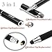 MEKO Stylus Pen 3 in 1 Rubber Tip and Micro Fiber Tip Stylus/Styli Ballpoint Pen (2Pcs) Metal Barrel with Rubber Grip Bundle with 2 Replacement Fiber Tips, 2 Rubber Tips,2 Refill Ink -Silver