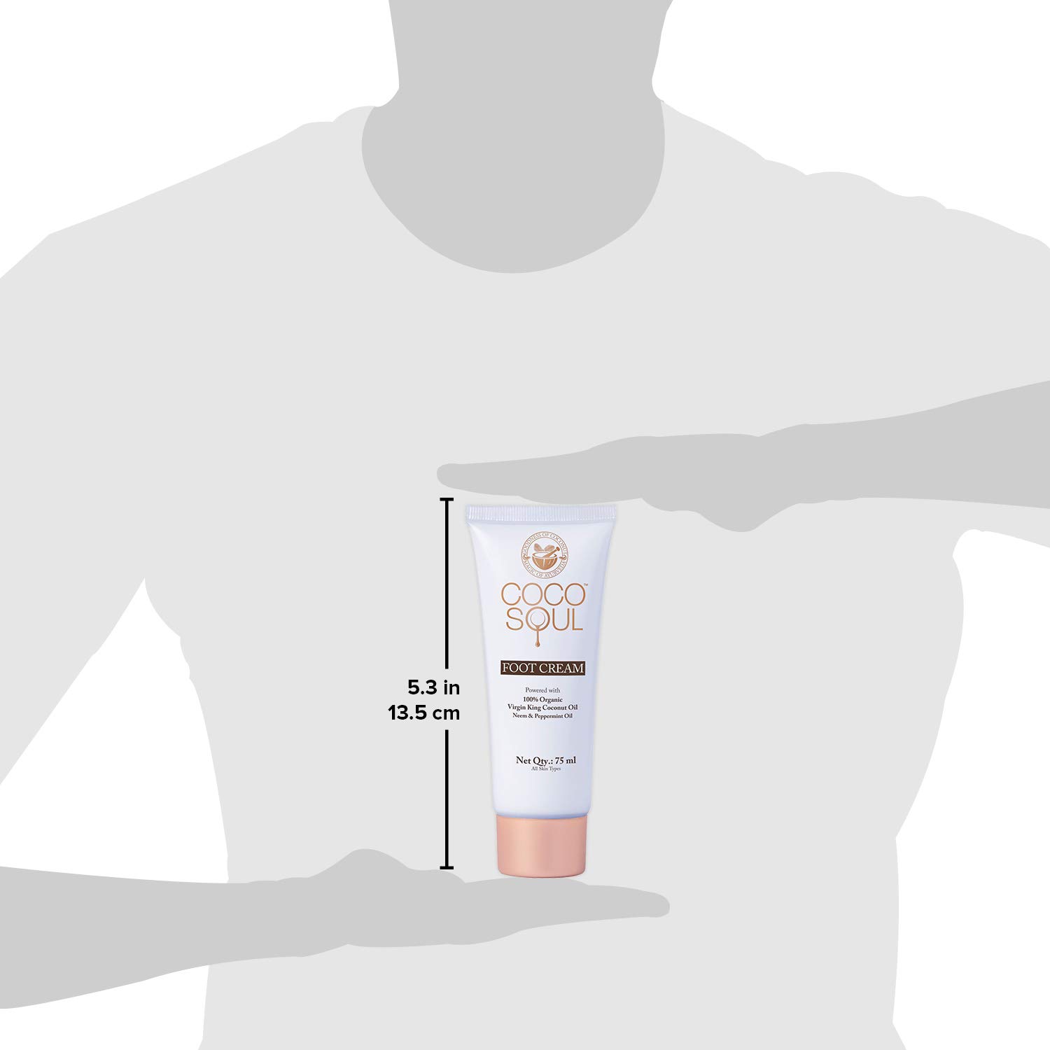 Coco Soul Ayurvedic & Coconut Foot Cream - 2.53 fl.oz. (75ml) - Neem & Peppermint Oil, Virgin King Coconut, Sulphate Free, Petroleum Free, Paraben Free, Silicone Free, Cruelty Free : Beauty