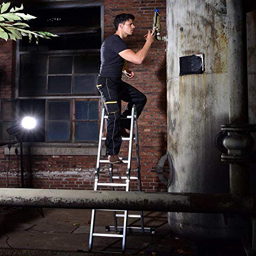 ZhanGe Scaffold Ladder, Extension Ladder 4.7M, Multi-Purpose Ladder, Adjustable Combination 15.5Ft Extendable Aluminum Folding Collapsible Lightweight Locking Hinges 330lbs Capacity En131 Standard