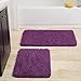 Lavish Home Bathroom Rugs - 2-Piece Memory Foam Bathroom Set with Chenille Shag Top and Non-Slip Base - Machine Washable Bath Rugs (Purple)