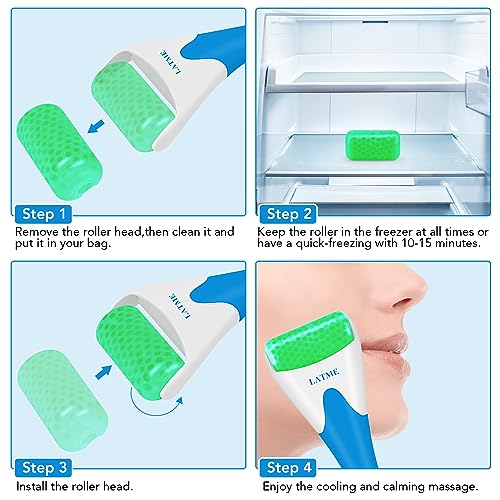 LATME Ice Roller for Face Eyes,Womens Gifts,Face Massager Roller Puffiness Migraine Pain Relief and Minor Injury (Green)