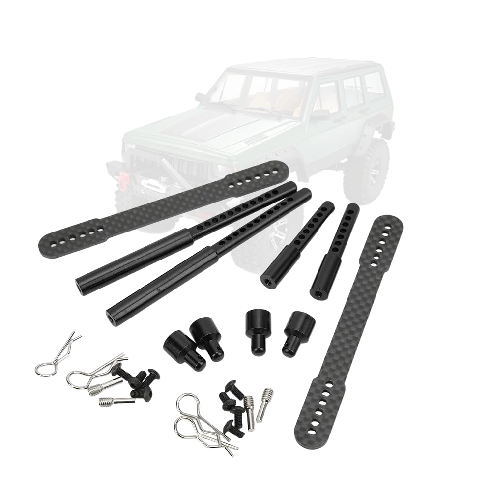 Bnineteenteam RC Body Mount Post,RC Car Front Rear Metal Carbon Fiber Shell Columns Upgrade Parts for Axial SCX10 90046 90047 1/10 RC Car(black)